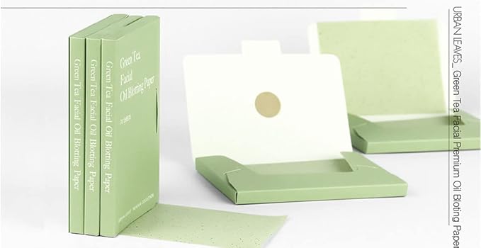 Premium Collection Oil Control Paper, Blotting Paper, Absorbing Sheets for Oily Skin Care (size 3.5" x 2.4") Made in Korea(Green Tea)