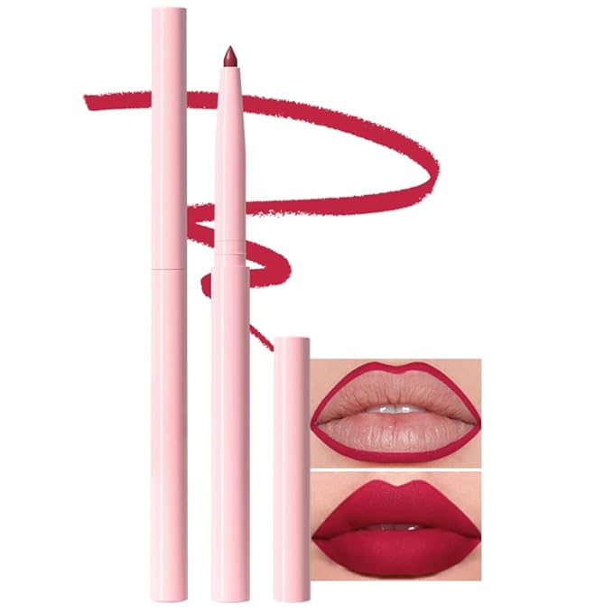 Kaely Matte Velvet Lip Liner Pencils Retractable for Shaping & Sculpting Lips, Ruby Red Lip Pencils for Women Long Lasting Waterproof Rich Lip Colors Liner Crayon Lipstick delineador de labios 07