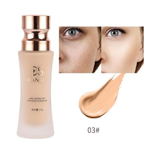 LAMUSELAND Matte Liquid Foundation Makeup, Full Coverage Lightweight Long-lasting Flawless Foundation Concealer Makeup for All Skin (03, M)