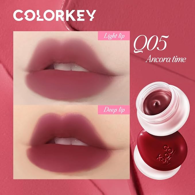 COLORKEY Bouncy Multi-Purpose Mud, Lip Tint, cheek, Moist Fit Without Stickiness, non-sticky, Creamy Soft Texture,Smudge-Proof (Q05-Ancora time, 4.5g)