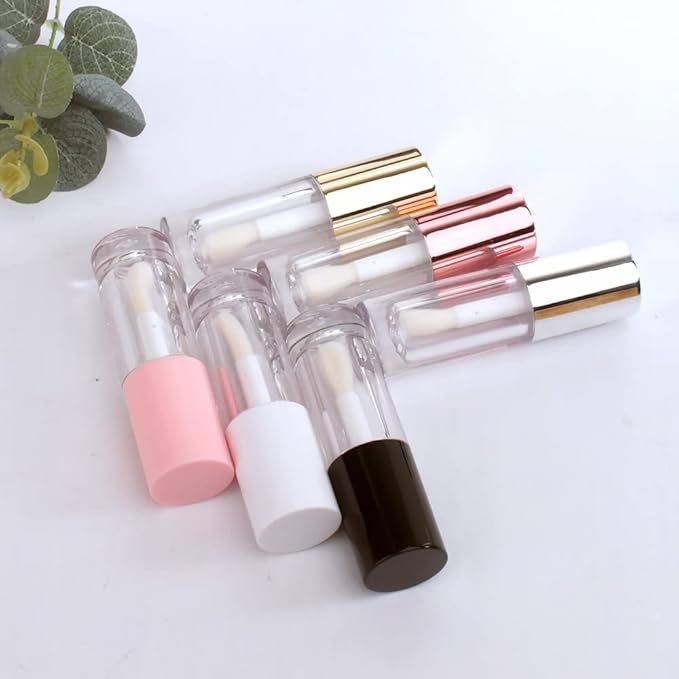 COSIDEA 50pcs Empty White 6ml big doe foot wand lip gloss tubes Round Chunky lipgloss tubes containers wholesale with thick large wand