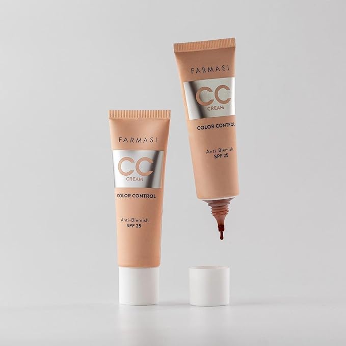FARMASi CC Color Control Cream, Natural and Flawless Finish, Enriched Formula with Multimineral & Spf 25+, All-Day Hold, All Skin Types, 1 fl. oz, 06 Deep