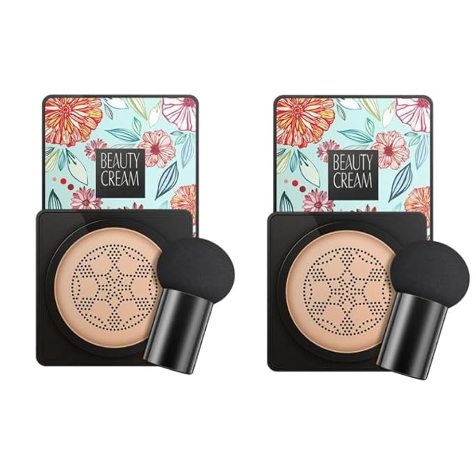 Mushroom Head Air Cushion BB Cream Even Skin Tone Makeup Base PrimerConcealer Lasting Nude Makeup Moisturizing Brightening Pigment CC Liquid Foundation (A-2PC)