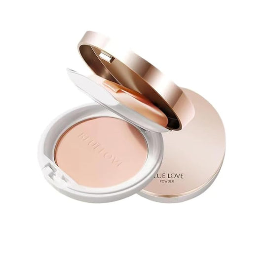 BLUE LOVE Matte Pressed Powder Foundation - Lightweight, Longwear Oil-Free Compact for Shine Control & Flawless Medium to Full Coverage Finish (Natural)