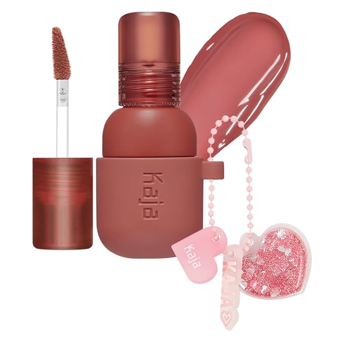 Kaja Lip & Blush - Jelly Charm 05 Peach Fizz | with Keychain, Triple Berry Complex, Lemon Fruit Extract & Olive Squalane, Hydrating, Long Lasting Tint, Lightweight, Creamy Cream Tinted Type, 0.17 Oz