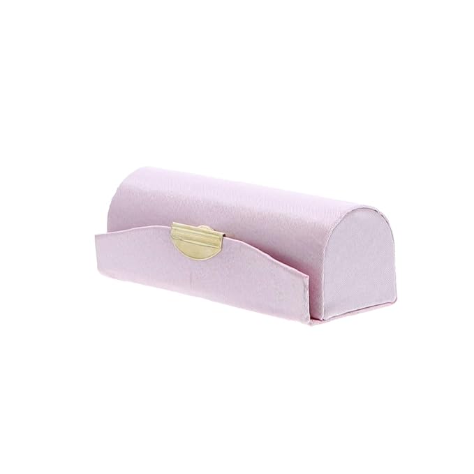 Motique Accessories Light Pink Satin Ladies Lipstick Case With Mirror Purse Holder Set of 2