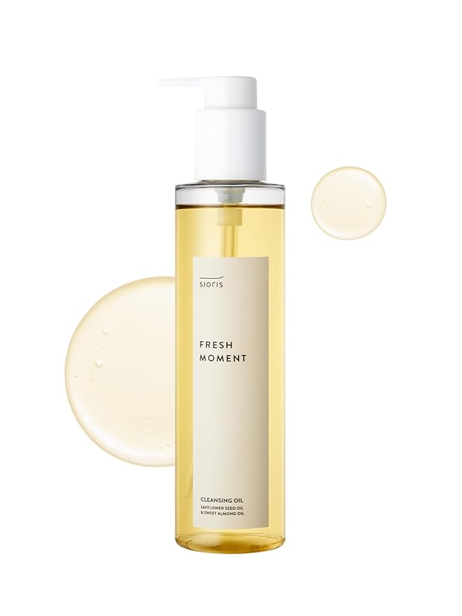 SIORIS Fresh moment cleansing oil 6.76 fl. oz, Organic green plum oil gently melts away makeup and daily dirt with moisturizing for senseitive skin, Korean Facial Cleanser