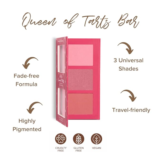 Beauty Bakerie Brownie Bar + Queen of Tarts Bar Mini Makeup Palette, Three Universal Shades of Blushes Makeup, Travel Size, 2 Pack Bundle