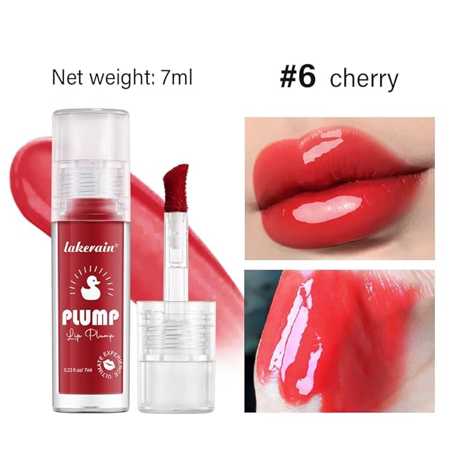 NICEFACE High-Pigment Lip Plumping Gloss, Hydrating & Moisturizing Lip Balm with Long-Lasting High-Shine, Natural Tinted Formula for Fuller Lips (Cherry)