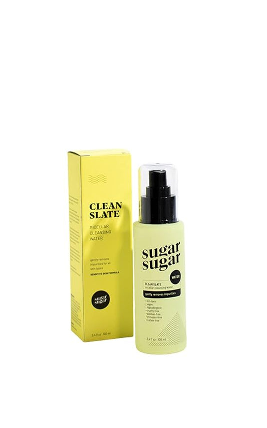 Sugar Sugar Wax Clean Slate Micellar Cleansing Water, Vegan and Hypoallergenic, Makeup Remover, Toner(1 CT)