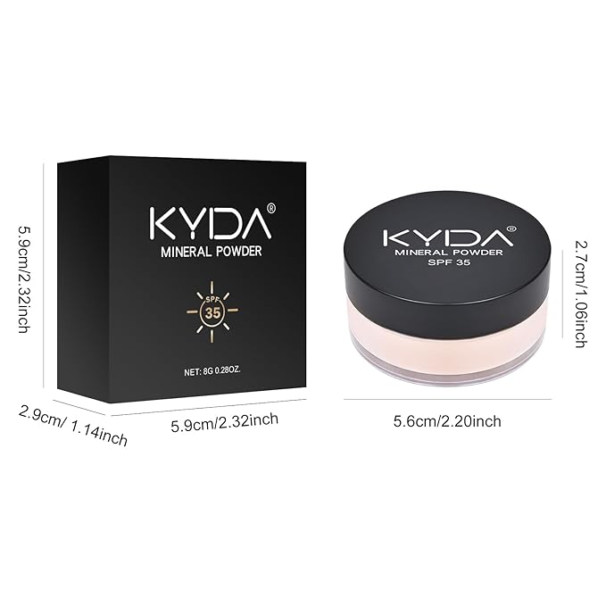 KYDA Mineral Powder, SPF 35, Translucent Face Loose Powder, Sheer Coverage, Weightless Oil Free Setting Powder, Blurring Finishing Powder, Extend Base Makeup, 0.28 oz, Veil Translucent