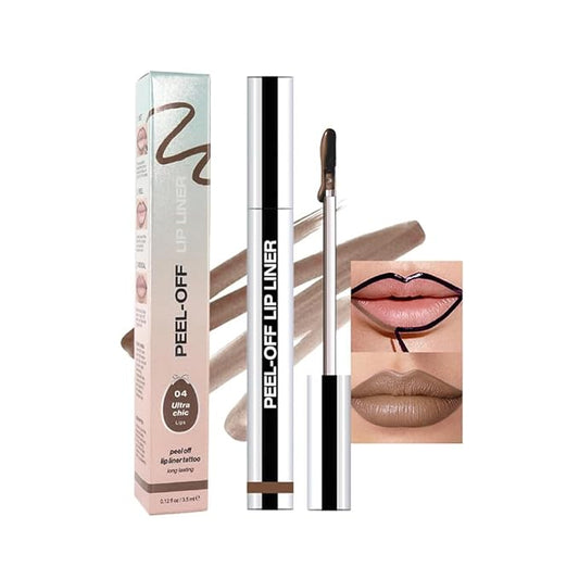 Matte Liquid Lip Stain Peel Off Lip Liner Tattoo - Light Taupe, Waterproof Smudge-Proof Lip Gloss, Long-Lasting Non-Stick Cup Formula, Natural Peel Off Design for All Skin Types (#4, 0.12 fl oz)