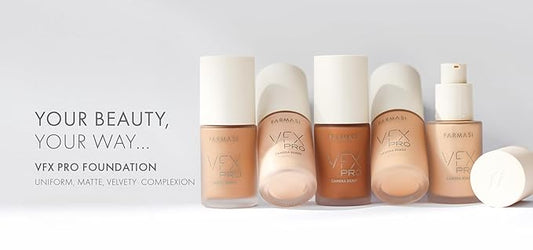 FARMASi Vfx Pro Foundation, Full Coverage Liquid Cream, Lightweight Long Lasting Coverage, Breathable Skin Moisturizer with Color True Matte Blending, Face Makeup, 1 fl. oz / 30 ml - Toffee W18