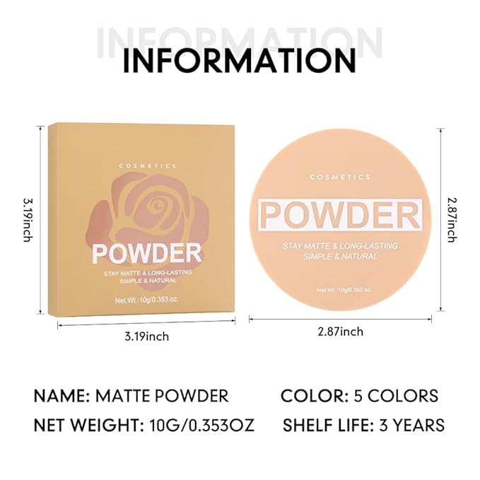 Pressed Matte Face Powder Makeup & Setting Powder for Poreless Wrinkle Blurring Contour Concealer Finishing,Lightweight,High Coverage,Shine Control (Warm Beige-Matte-05, 1.71OZ(Pack of 1))