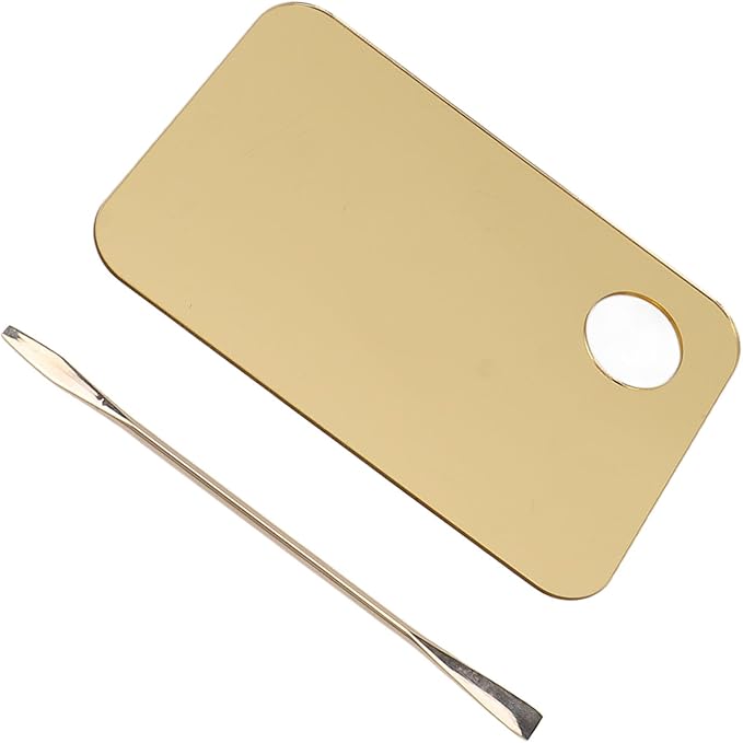 Gold Makeup Mixing Palette Acrylic Palette with Spatula for Mixing Makeup Cream Nail Art