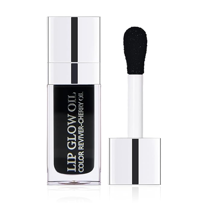 Plumping Lip Gloss, Hydrating Lip Gloss Tinted Lip Balm, Big Brush Head Glitter Shine, Long Lasting Nourishing Non-sticky Fresh Texture, Black