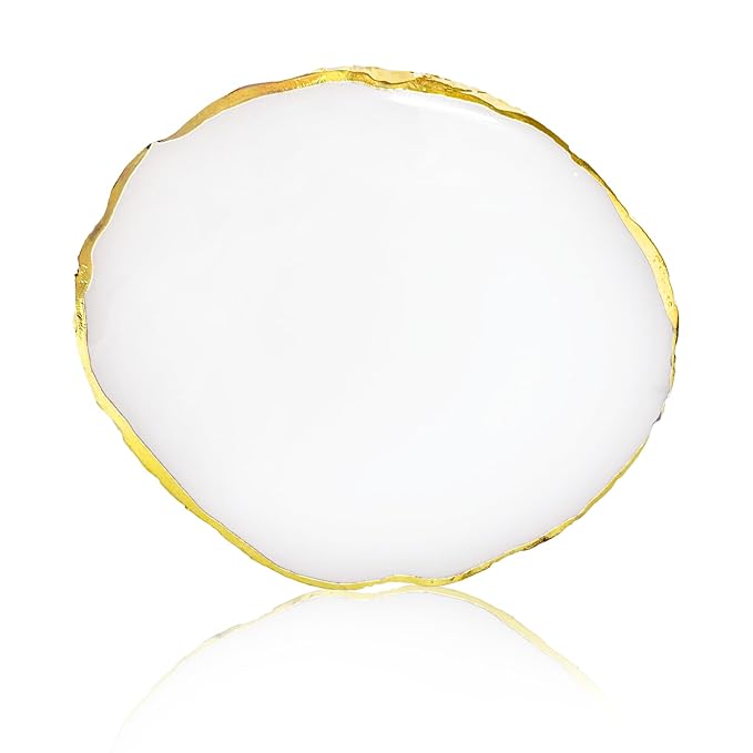 1 Piece of Resin Nail Art Palette Polished Color Mixing Tray Gilded Edge Makeup Display Board DIY Art Painting Tools (White)