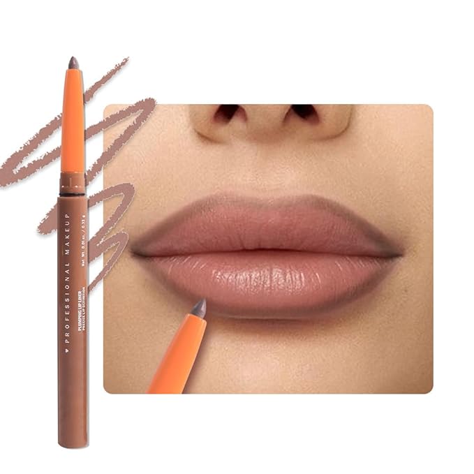 Retractable Matte Lip Liner Pencil, Light Brown Plump Lip Liners Long-Lasting Creamy Formula for Shaping & Sculpting lip filler pen, Subtle Touch Velvet Pigmented Crayon Lip Liner 09#