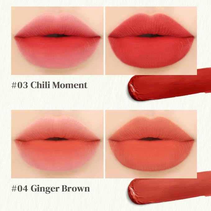 Bouquet Garni Blursome Velvet Lip Tint Red Vibe - Lip Stain Long Lasting Waterproof Korean Lip MakeUp Beauty Products - Smoother and Hydrating Lips with Rosehip Oil and Honey Extract