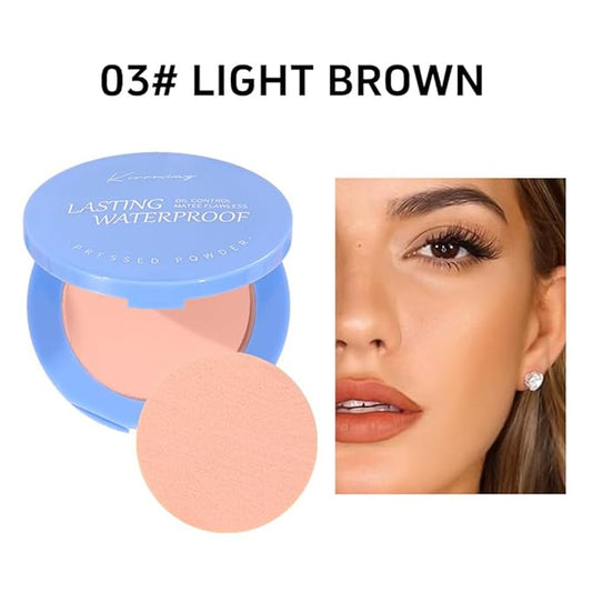 LAMUSELAND Pressed Powder Compact, Oil Control Brighten Skin 6 Colors Face Powder, Whitening Highlighting Face Makeup Tools for Women Girls (KI03)