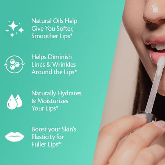 Collagen Lip Plumper Clinically Proven Lip Enhancer for Fuller Softer Lips Increased Elasticity Reduce Fine Lines Hydrating Plump Gloss Lipstick Primer 4 ml (Teal) by M3 Naturals