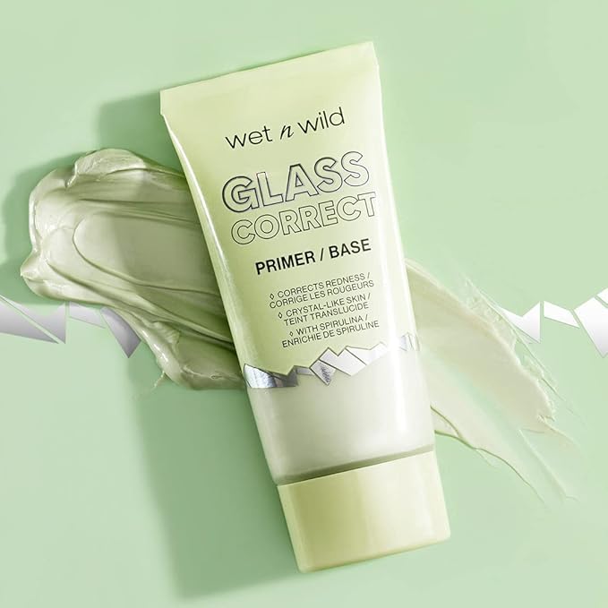 wet n wild Prime Focus Glass Skin Correct Primer Bright Crystal Finish, Green, 0.91 Fl Oz