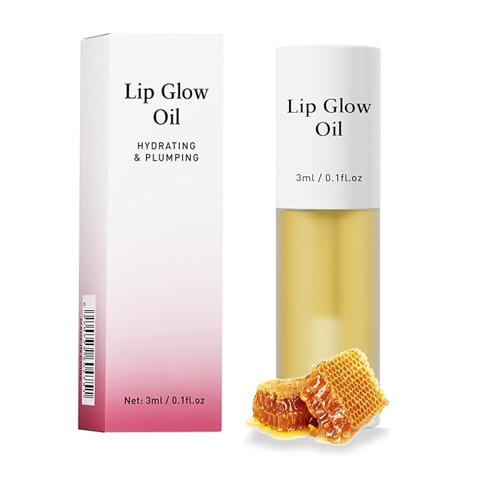 Hydrating Lip Glow Oil, No-Sticky Gloss Lip Balm Lip Care, Fruit Flavoured Lip Oil For Dry Lip's Moisturizing Hydrating And Nourishing (HONEY)