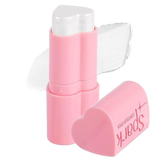 Heart Blush Stick, Matte Rouge Stick, Cheek Contour Pen, Long Lasting Water Proof Non-Greasy Smooth, Buildable Lightweight Cream Blush, Easy Application High-Gloss Finish (01#, 0.21 OZ)