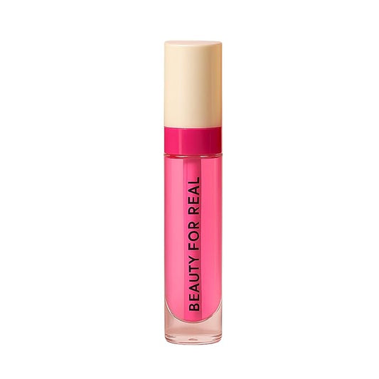 Beauty For Real Lip Revival Hi-Shine Hydrating Lip Oil, Raspberry Beret (Transparent Pink) - Lightweight - Non-Sticky, Shiny Finish - Paraben Free, Cruelty Free, Vegan