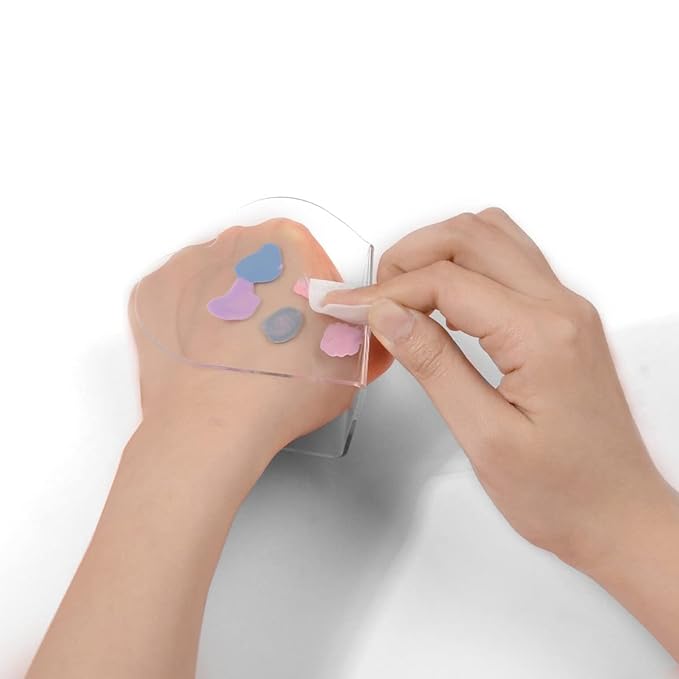 3Pcs Clear Handheld Acrylic Palette Heart Shaped Acrylic Nail Color Palette Handheld Makeup Mixing Palette Foundation Mixing Tray Cosmetic Palette for Lipstick Eyeshadow Foundation Color Blending