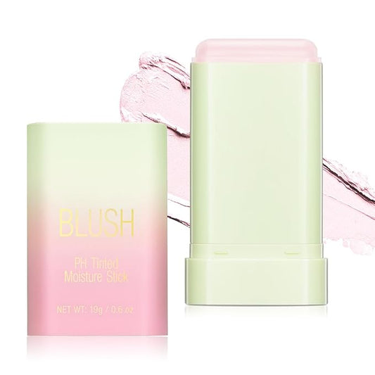 PH Tinted Moisture Stick,Multi-Use Cream Color Changing Blush, 3-in-1 Blush Stick for Cheek/Eyes/Lips, Waterproof Hydrating Tinted Solid Makeup Products (1# Shy Pink)