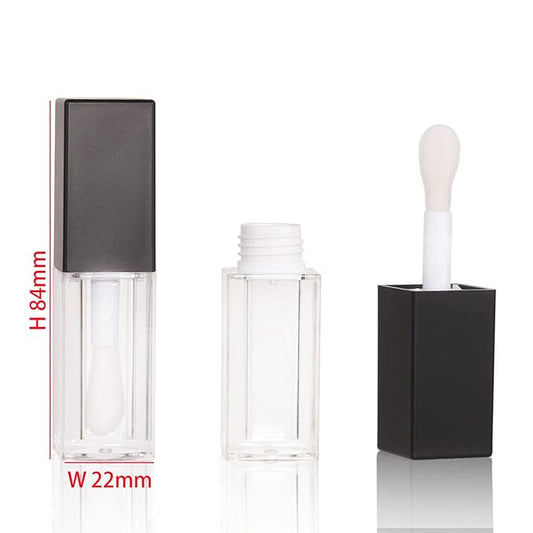 24pcs 5ml Empty square black lipgloss tubes bulk wholesale with big wand lipgloss containers