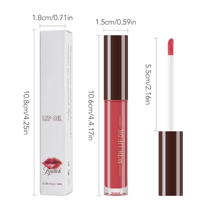 Hydrating Glow Lip Gloss Oil, Tinted Lip Plumper Lip Glosses Oil, Younger-Looking Lips Chocolate Scent, Non-Sticky Creamy Texture for Dry Lips, Brillo labial en aceite hidratante con brillo 06#