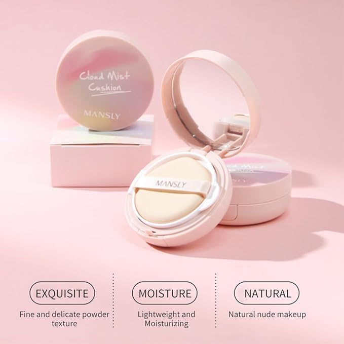 LAMUSELAND Air Cushion BB Cream Foundation, 2 Shades Tinted Moisturizing Waterproof Long-lasting Nude Natural Concealer, Oil Control BB Cream Makeup (Ivory, 1)