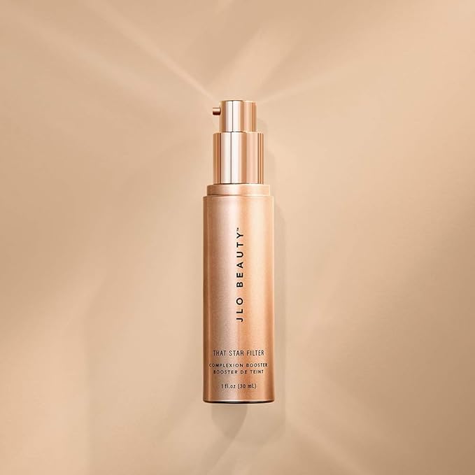 JLO BEAUTY That Star Filter Complexion Booster Highlighter & Bronzing Drops, Rose Gold, 1 fl oz, For Body & Face, Makeup Primer with Vitamin E, Lightweight Shimmer Sheer Formula, Dewy, Glowy Skin