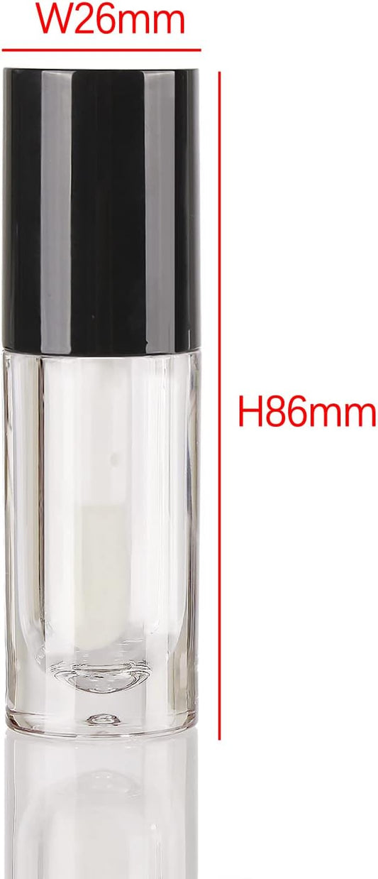 COSIDEA 50pcs Empty Black 6ml big doe foot wand lip gloss tubes Round Chunky lipgloss tubes containers wholesale with thick large brush