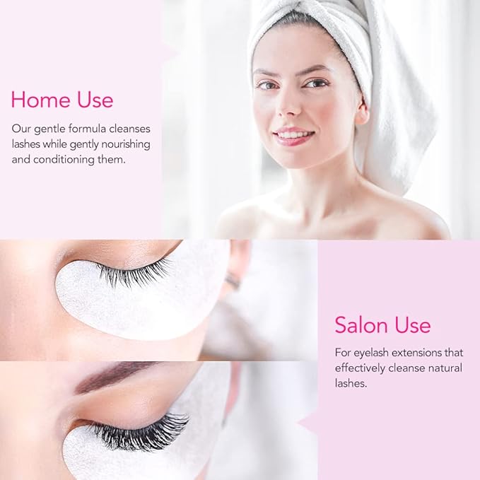 "AuReve Eyelash Extension Cleanser Lash Shampoo Foam, Eyelid Cleanser for Makeup Remover Eyelash Care, Paraben & Sulfate Free for Salon and Home Use (Rose 600ml)"