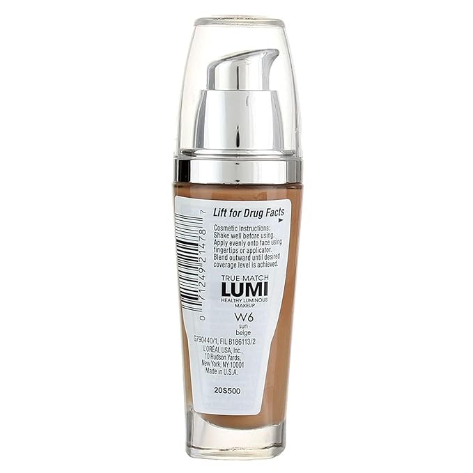 L'Oreal Paris True Match Lumi Healthy Luminous Makeup, W6 Sun Beige, 1 fl; oz.