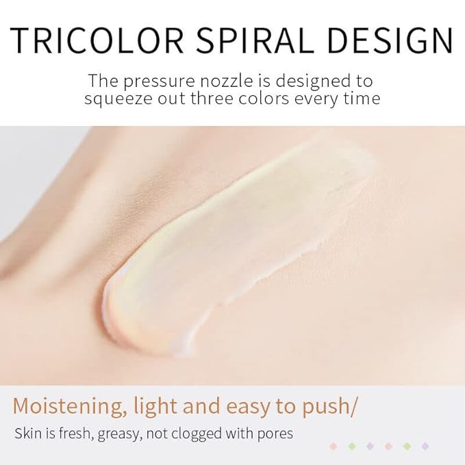 One Step Color Corrector Tri-Color contour Isolation Cream Skin Tone Correcting & Brightening Makeup Primer Neutralizing Dark Circles & Veins Correcting Redeness for Glowing, Flawless Makeup (3 Packs)
