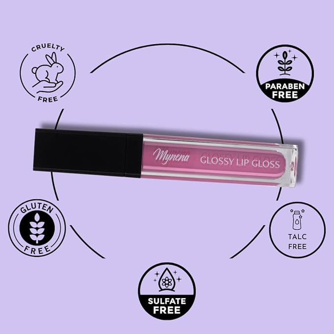 Mynena Light Pink High Shine Stay Glossy Lip Gloss | Non-Sticky Lightweight Hydrating Formula | Vegan Cruelty-Free Paraben-Free | Lipstick Topper & Moisturizing Gloss | Ava