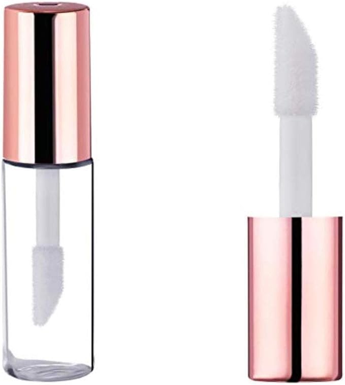 Wholesale Rose Gold Clear Mini Plastic Empty Lip Gloss Tube Makeup Lip Balm Bottle Container With Rubber Inserts (12PCS)