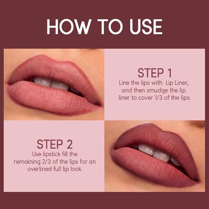 USHAS 2 in 1 Waterproof Lipstick and Lip Liner Combo Set for Women - Long Lasting Matte Pen With Makeup Kit (G3, Pack of 1)