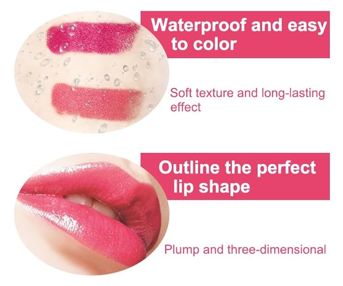 AKOAK Wooden Women's Lip Pencil, Waterproof Cosmetic Lipstick Pencil, Pack of 2
