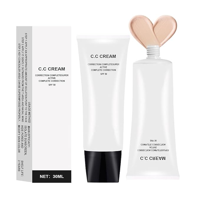 2Pcs CC Cream Skin Tone Adjusting with SPF 50, Complete Correction Active Formula, 30ml (Ivory, 2Pcs)