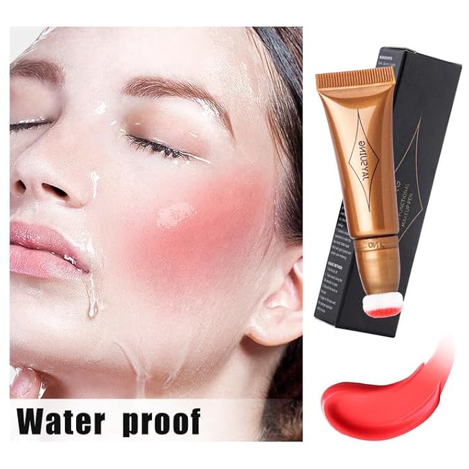 Blush Wand Liquid Cream Blush Stick with Cushion Applicator Face Blush Makeup Long Lasting Cream Contour Wand Highlighter Blush Liquid Rare Beauty Blush Contour Stick(#03 Cherry Red Blush)