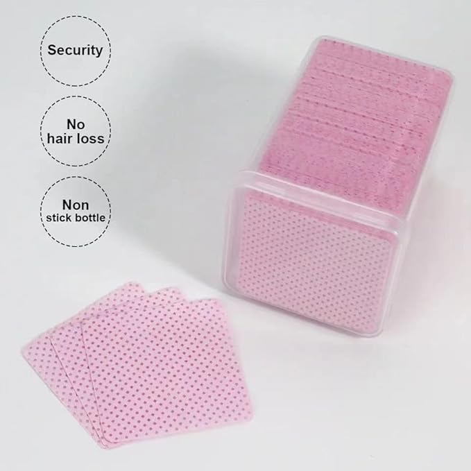 Eyelash Extension Glue Wipes 800Pcs Cotton Pads Non-Woven Lint-Free Paper Eyelash Glue Remover Wipe(White)