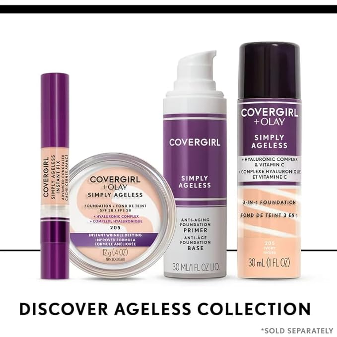COVERGIRL & Olay Simply Ageless 3-in-1 Liquid Foundation, Creamy Beige, 1 Fl Oz (Pack of 1)