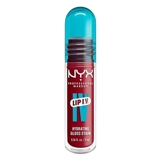 NYX PROFESSIONAL MAKEUP Lip IV Hydrating Glossy Lip Stain with 12HR Hydration - Berry Thirsty (Red)