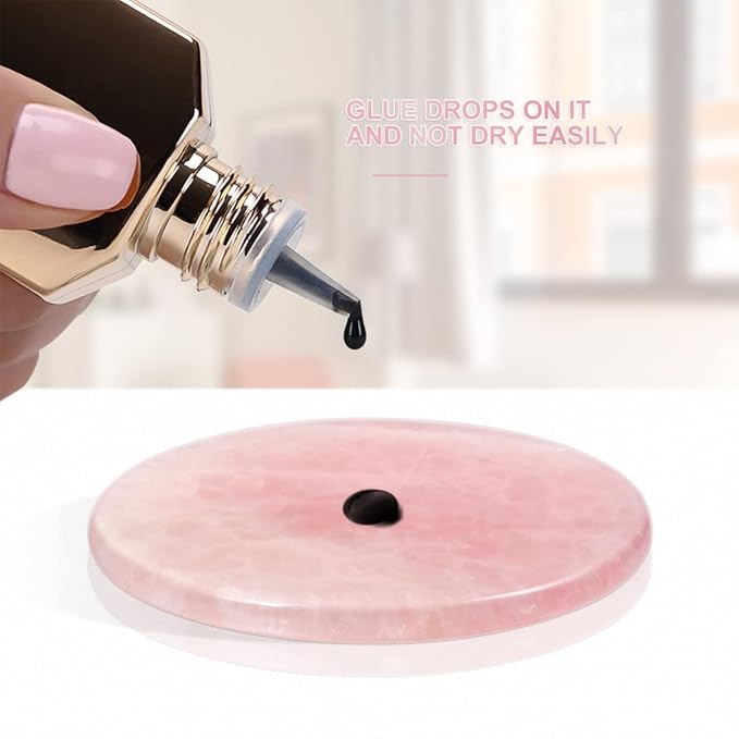 Beaupretty 5 Pieces Grafted Eyelash Jade Stones Eyelash Extension Pallet Holder Round Pallet Pad Resin Nail Art Plate Palette Makeup Palette (Pink)
