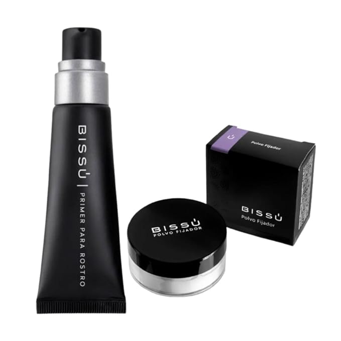 Bissú Face Kit: Silky Primer (27.5 ml) & Setting Powder (8g) - Oil-Free, Fragrance-Free, with Hyaluronic Acid & Jojoba Oil for a Matte Finish
